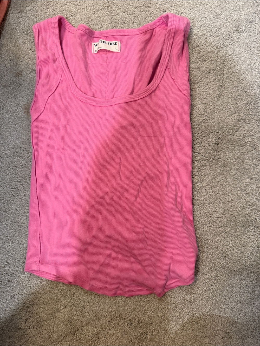 Free People Hot Pink Ribbed Scoop Tank